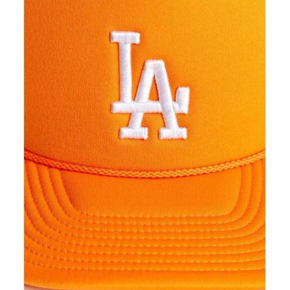 UO 47 Men's LA Dodgers Embroidered Logo Trucker Orange Hat Adjustable Snapback - Picture 13 of 13
